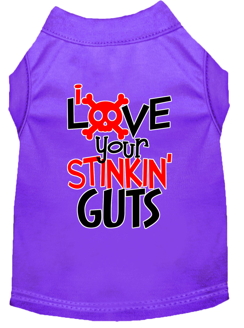Love your Stinkin Guts Screen Print Dog Shirt Purple XXL